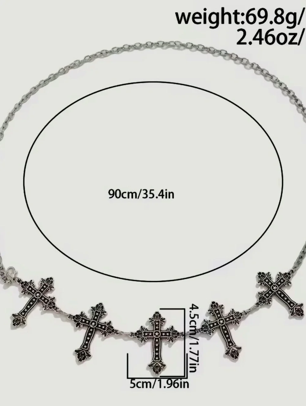 New -Chic -Silver Cross Waist Belt